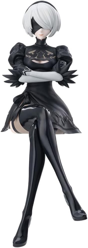 2B Figure 2Byorha/2Bautomata Figure No.2 Type B Sitting Position Model PVC Anime Statue Desktop Decoration Gift 5.9IN