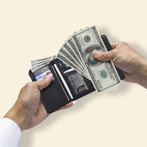 Image of Real Leather Women Wallet Leather with RFID Blocking -Trifold Card Holder Designer Ladies Clutch with ID Window Wallets