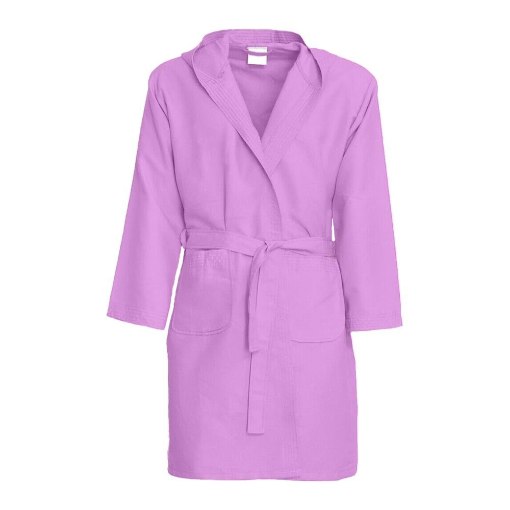 Dorian Home - Peignoir homme et femme en microfibre hypoallergénique, doux, léger, peu encombrant, absorbant à séchage rapide avec capuche, poches, ceinture passant et crochet, lavable (pas de