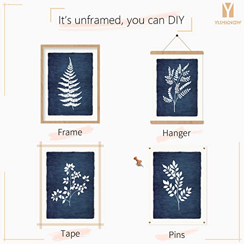 Vintage Botanical Wall Art - Navy Blue Wall Decor - Flower Plant Wall Print - 8X10 Unframed - Minimalist Floral Poster Picture For Kitchen Bathroom Bedroom - Tropical Room Decor For Modern Farmhouse #TOP6