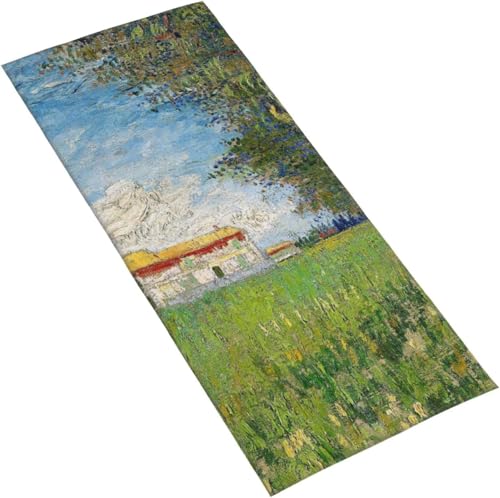フェイスタオル ヴィンセント・ファン・ゴッホ 『麦畑の農家』 マイクロファイバー タオル 柔らか 肌に優しい 肌触りが良い ふわふわ 髪に優しい 通気 かわいい 抗菌防臭加工 瞬間吸水 速乾 耐久性 薄手 毛羽落ち少ない 業務用タオル