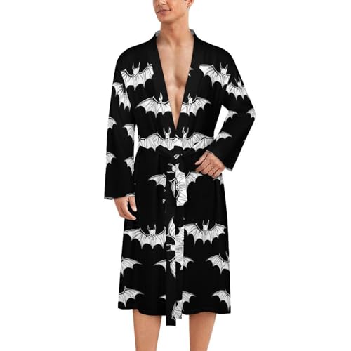 Kimono léger homme à motif chauve-souris blanc pour vos matins cocooning