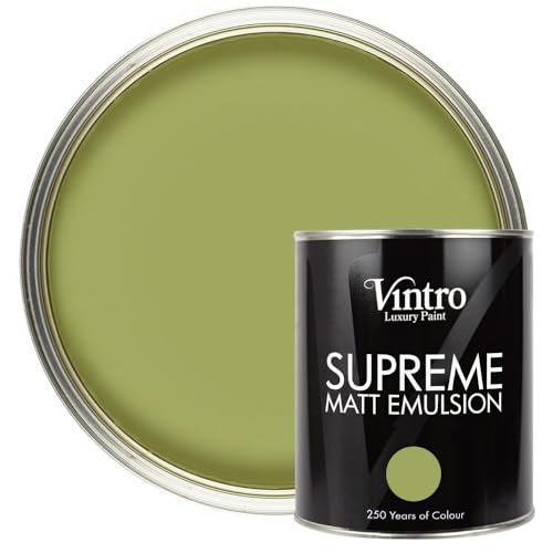 Vintro | Luxury Matt Emulsion | Green | Smooth Chalky Finish | Multi Surface Paint | for Walls, Ceilings, Wood and Metal | 1L (Green - Sage)