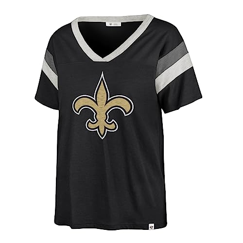 47 Women's Black New Orleans Saints Phoenix V-Neck T-Shirt