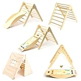 GROWGO 6 in 1 Pikler トライアングルクライマー スロープとテント付き - ピックラークライミングセット、幼児用クライミングトイ、屋内モンテッソーリクライミングおもちゃセット、ベビークライミングおもちゃ屋内、ピックラーセット木製プレイジム