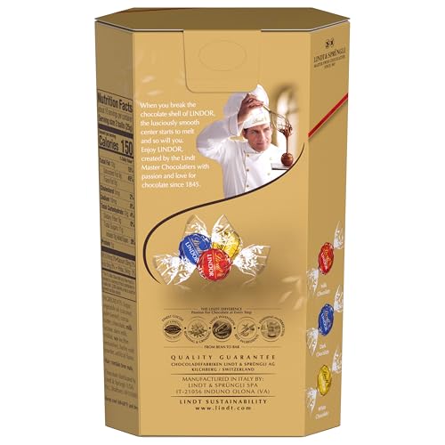 Image of Lindt LINDOR Assorted Chocolate Candy Truffles Gift Box, 8.4 oz.