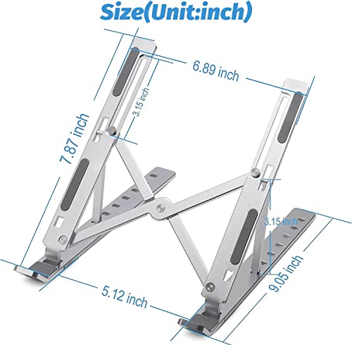 Image of Wefly Laptop Stand for Desk, Aluminum 9-Levels Adjustable Portable Computer Stand Laptop Cooling Pad, Ventilated Laptop Riser Compatible with MacBook Pro Air, Notebook, Lenovo, Dell Laptop Stand