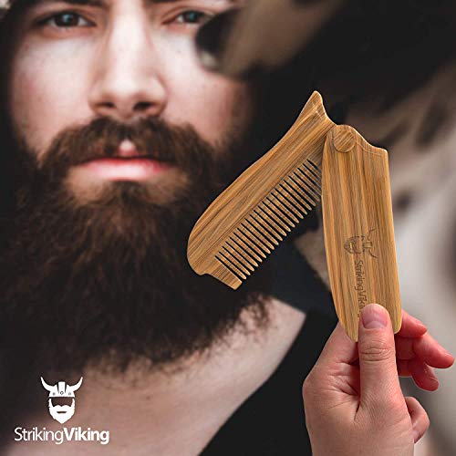 Folding Comb for Men, Anti-Static Wooden Hair Comb & Beard Comb, Pocket-Sized Men's Comb, Use with Gels Balms Oils or Dry (Wide Tooth) - Striking Viking - Thumbnail 4