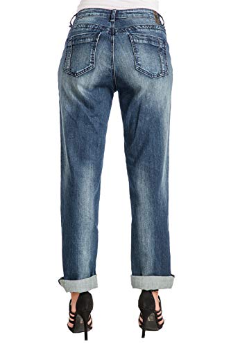 Poetic Justice Women's Curvy Fit Boyfriend Roll Up Jeans2