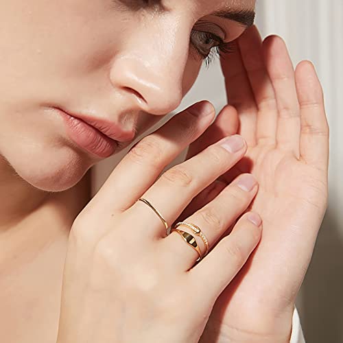 Jeryaqtq 3Pcs 14K Gold Filled Stacking Rings Set 2Mm Arc Slim Signet Ring 1.2Mm Thin Round Plain Statement Rings For Women Girls Minimalist Stackable Band Comfort Fit Size 6 To 8 #TOP3