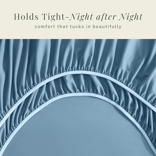 Image of Hearth & Harbor Extra Deep Pocket Sheets - Fits Mattress 18-24 Inches Deep - Extra Deep Pocket Twin XL Sheets Sets - 4 Piece Twin XL Size - Blue Heaven