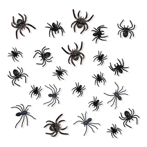 50 Stück Spinnen Halloween Spinne Deko Spider Plastik Decoration Kleine Mini Gruselig Halloween-Spinne Indoor Kunststoff Scherzartikel Realistic Sehr aus Plastikspinnen Toy Widerlich Spinnhalloween