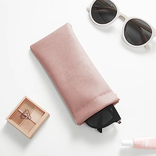 Image of 3 Pack Leather Eyeglasses Cases PU Soft Sunglasses Pouch Squeeze Top Portable Glasses Cases for Men Women