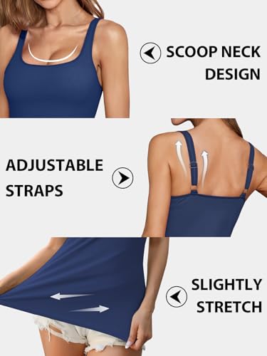 Image of V FOR CITY Non-Padded Shelf Bra Tank Top for Women Cotton Adjustable Wide Strap Camisole Basic Cami Shirts 2 Pack
