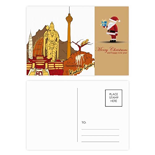 Cartes postales Aquarelle Père Noël Kuala Lumpur Malaisie lot de 20 pour correspondances