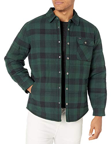 Brixton Men's CASS Standard FIT Street Jacket, Black/Green, XS