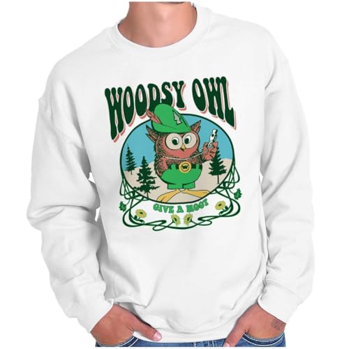 Brisco Brands Woodsy Owl Give A Hoot Sunflowers Sweatshirt for Men or Women White