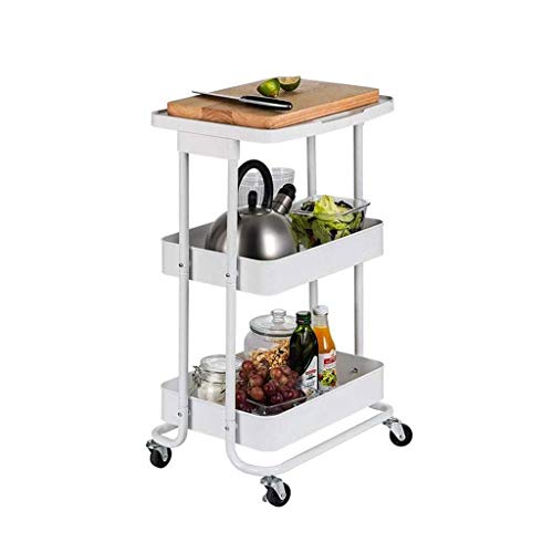 WJMLS 3-Tier Utility Service métal Panier tablettes de roulement de Stockage, madriers, Meubles de Rangement Chariot Utilitaire