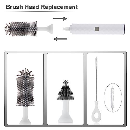 Image of Rechargeable Electric Bottle Brush Cleaner Set, 360 High Speed Rotation Silicone Cleaning Brush with Bottle Brush, Pacifier Brush, Straw Brush, Perfect for Baby Bottle,Cup, Kitchen Utensils