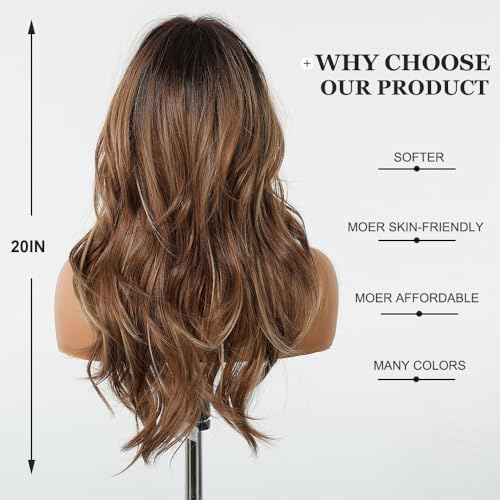 Esmee Long Wavy Brown Wigs for Women Natuaral Synthetic Hair Heat Resistant Ombre Wig for Daily Party Cosplay Use - Image 4