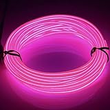 JIGUOOR USB Rechargeable EL Wire 32.8ft/10m (5mx2) Bright Neon Light Strip 360° Illumination Neon Tube Rope Lights for DIY, Festival, Party Decoration, Halloween, Chrismas (32.8ft/10M, Pink)