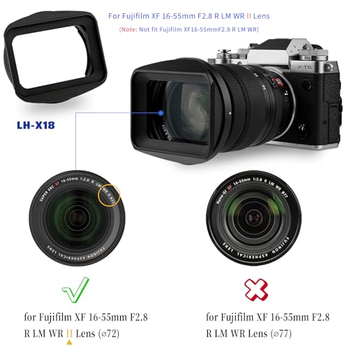 Haoge LH-X18 Bayoneta Sombrilla Metálica Cuadrada para Lente con Tapa para Fujifilm XF16-55mmF2.8 R LM WR II Fuji Fujinon XF 16-80mm F4 R OIS WR miniatura 5