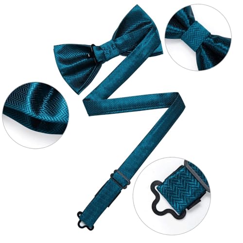Pajarita de seda azul para hombre miniatura 3
