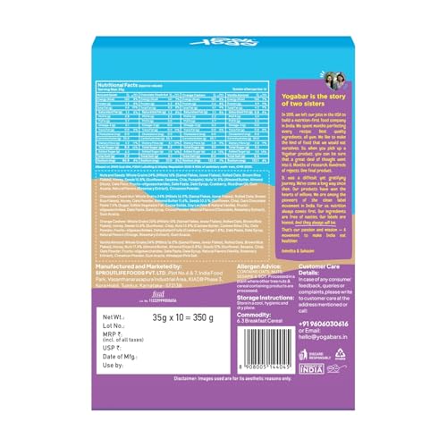 Image of Yogabar Protein Bar Combo, 16 Bars | Multigrain Energy Bar x 10 and Breakfast Protein Bar x 6 | Protein Snack with High Fibre