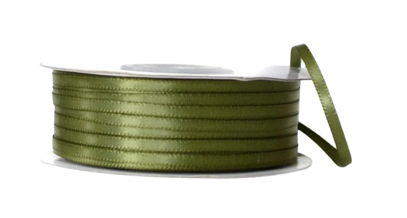 Image of Ribbon Bazaar Double Faced Satin - Premium Gloss Finish - 100% Polyester Ribbon for Gift Wrapping, Crafts, Scrapbooking, Hair Bow, Decorating & More - 1 /8 inch Willow 100yd Spool