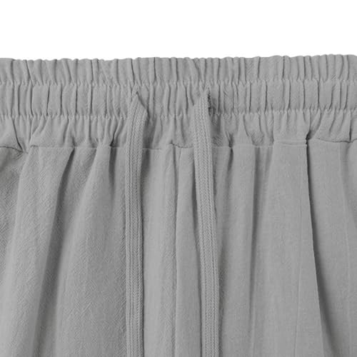 Linen Pants for Men Drawstring Elastic Waist Straight Leg Trouser Lightweight Breathable Sweatpant with Pockets4