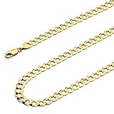 The World Jewelry Center 14k REAL Yellow Gold Solid Men's 4.5mm Cuban Concave Curb Chain Necklace with Lobster Claw Clasp - 20