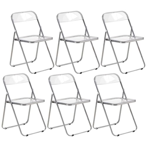 LuxNook 6 sillas Plegables Silla de Pet Metal Transparente Silla Plegable Capacidad de Carga de 150 kg para Comedor, salón, jardín