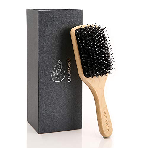 Hair Brush, Boar Bristle Hairbrush for Women and Men, Perfect Mixture of Boar Bristle and Nylon Pins, Adding Hair Shine, Softness & Health,Best for Thick,Curly,Dry or Damaged Hair,Reduce Frizz,Giftbox