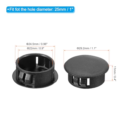 Image of PATIKIL 20Pcs 1 inch Hole Plugs, 1 inch /25mm Plastic Hole Plugs, 20Pcs Flush Type Round Hole Plugs Cover Snap in Locking Hole Tube for Table Kitchen Cabinet Furniture, Black