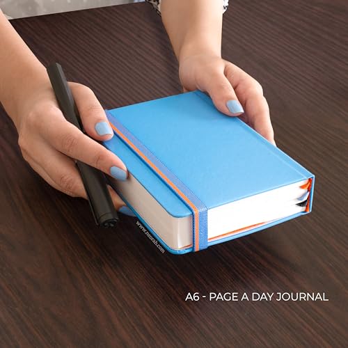 Image of NEORAH -A6 RULED | 368 Pages - 110 Gsm | PAGE A DAY JOURNAL (14.8 X 10.5 cm)-Hardcover RULED Notebook |Back Pocket |3 Silk Book Mark - Completely HANDMADE for Journaling,writing - LIGHT BLUE
