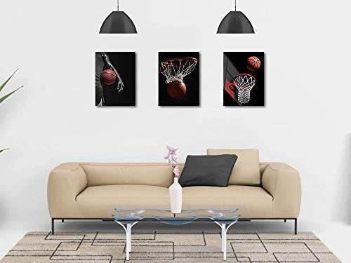 Gubodasol Basketball Wall Art Sports Picture Canvas Print Boys Bedroom Living Room Wall Decor Framed Gallery Wrapped Modern Framed Office Home Decorations #TOP2