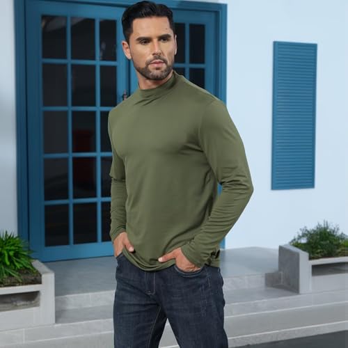 Mens Turtleneck Shirt Slim Fit Lightweight Thermal Undershirt Long Sleeve Mock Turtle Neck Sweater Pullover Top3