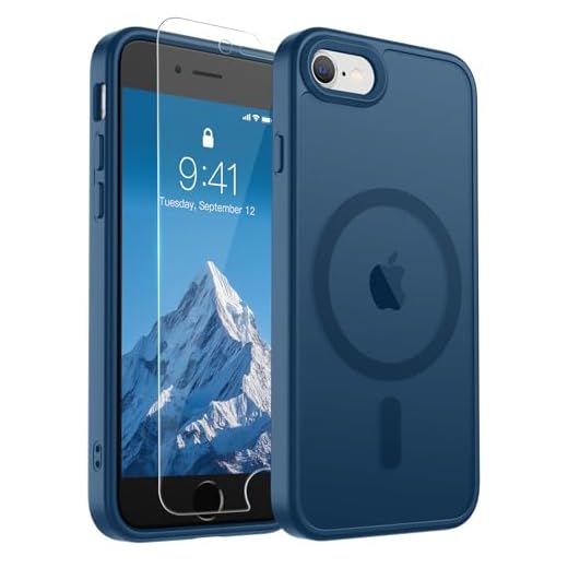 SUPFINE Magnetic for iPhone SE Case 2022 (3rd)/2020 (2nd), iPhone 8 Case (Compatible with MagSafe) (Military Grade Drop Protection) Slim Translucent Matte Phone Case, Deep Blue