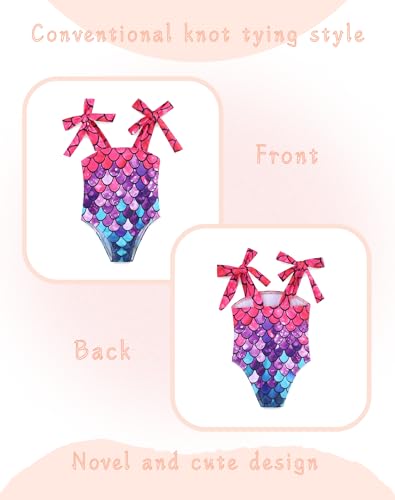 Image of Toddler Swim Suit Girl Summer Bow Strap Beach Swimwear One Piece Bathing Suits for Girls 3-6 Months Mermaid