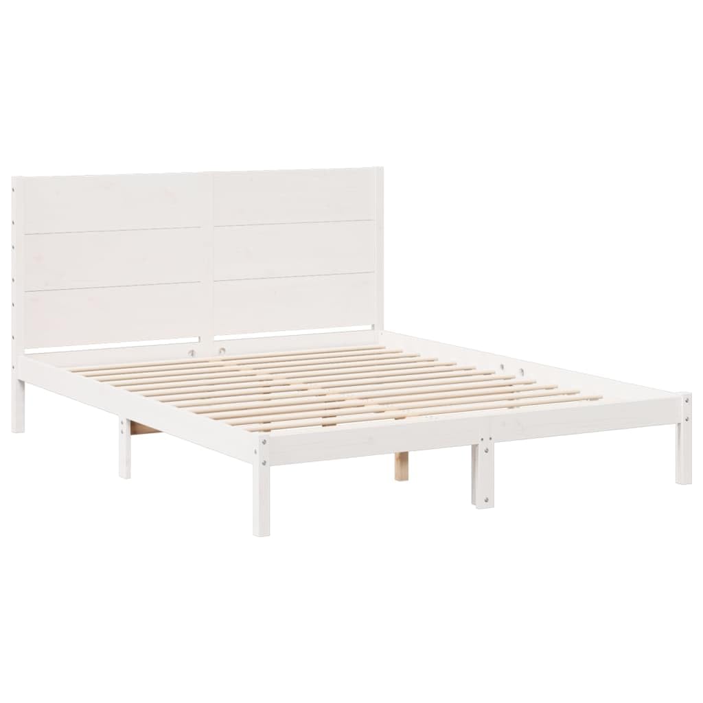 vidaXL Solid Wood Bed Extra Long without Mattress White 140 x 220 cm
