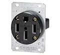 Leviton 279-S00 50 Amp, 125/250V, Nema 14-50R, 3P, 4W, Flush Mounting Receptacle, Straight Blade, Industrial Grade, Grounding, Side Wired, Steel Strap, Black