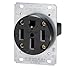 Price comparison product image Leviton 279-S00 50 Amp, 125/250V, Nema 14-50R, 3P, 4W, Flush Mounting Receptacle, Straight Blade, Industrial Grade, Grounding, Side Wired, Steel Strap, Black
