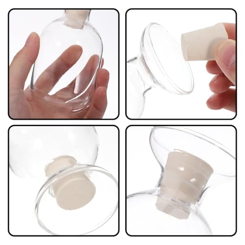 FOMIYES Transparent Glass Match Holder Multifunctional Display Bottle for Laboratory Use Round Specimen Jar with Stopper for Experiments - Thumbnail 5