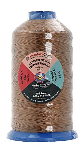 image for Mandala Crafts Bonded Nylon Thread - Russet Brown Heavy Duty Sewing Th