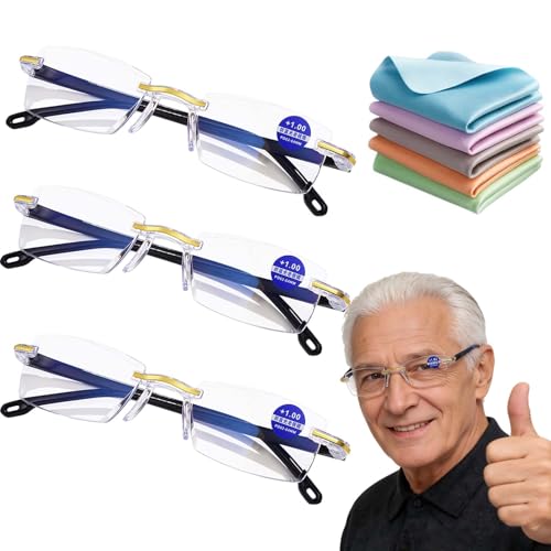 Lubunet Blue Self Adjusting Intelligent Dual Focus Auto Focus Reading Glasses for Men Women, Far & Near Vision (3pc)