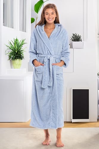 Image of Alexander Del Rossa Womens Fluffy, Fuzzy Robe for Women,Women's Long Hooded Robes, Plus Size