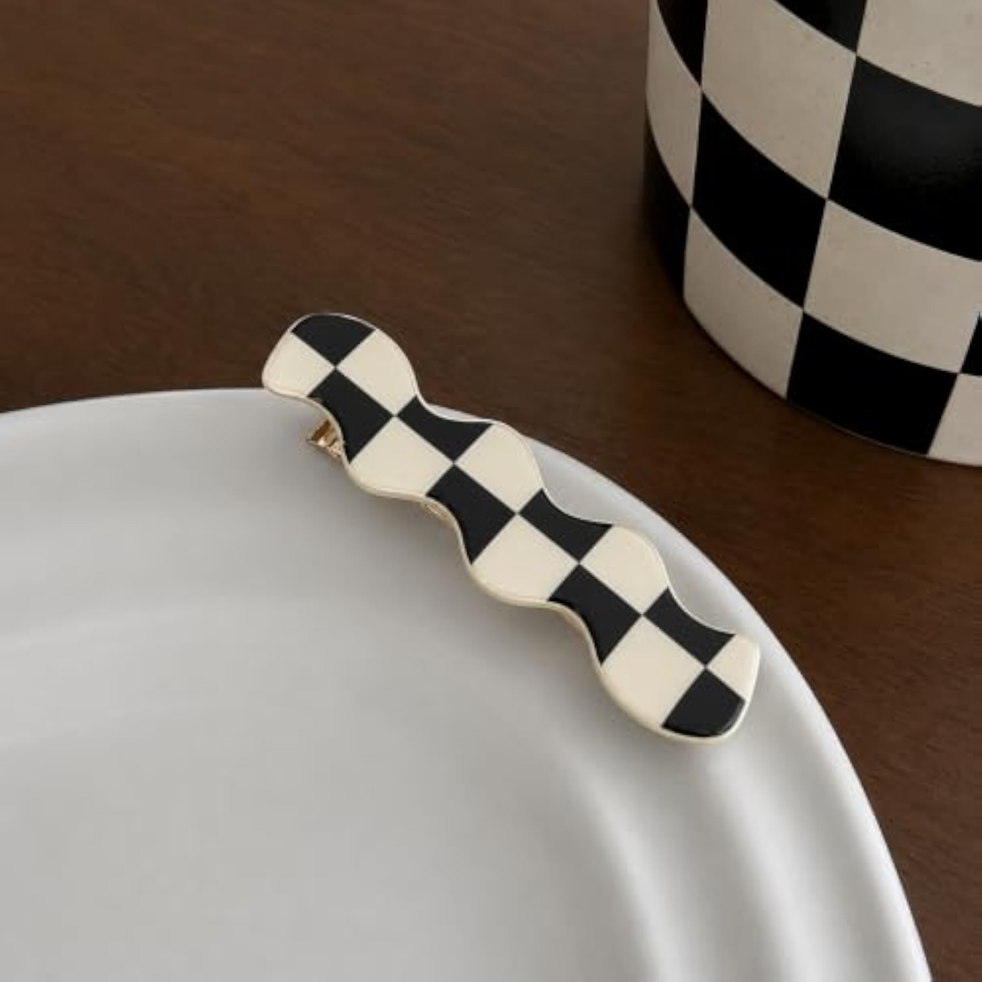 Checker Wave Hair Clip, Lightweight Hair Accessory for Women