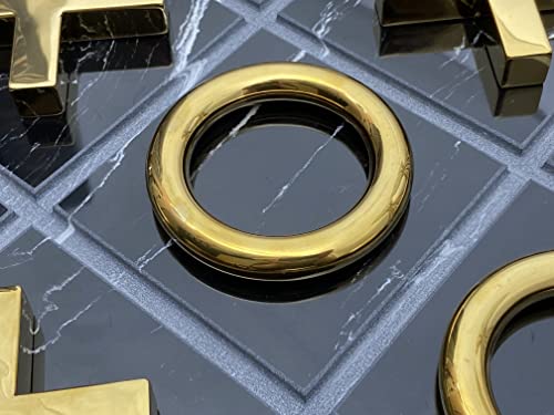 Juego de Mesa Tic Tac Toe en Mármol Negro y Oro miniatura 4