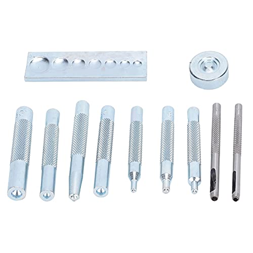 Respicefinem Eyelet Die Punch Tool Hole Set Snap Rivet Setter Base Leather Craft Kit Hardware for Punching and Installing Buckles Pressing Studs Rivets Washers with Extra Long