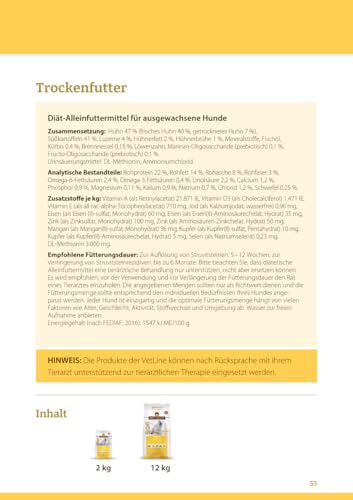 Wolfsblut VetLine Urinary Huhn & Süßkartoffel 2 x 2kg Trockenfutter – Diät-Alleinfuttermittel für Hunde mit Struvitsteinen, unterstützt Harnwege & pH-Wert, getreidefrei